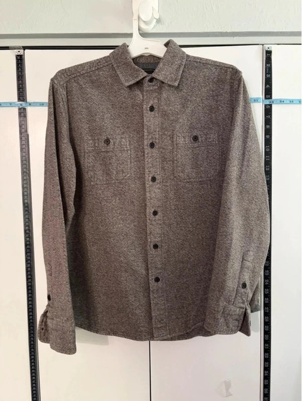 Flannel Shirt Grayers Heritage Flannels Gray Cotton Button-Up Shirt Men's M